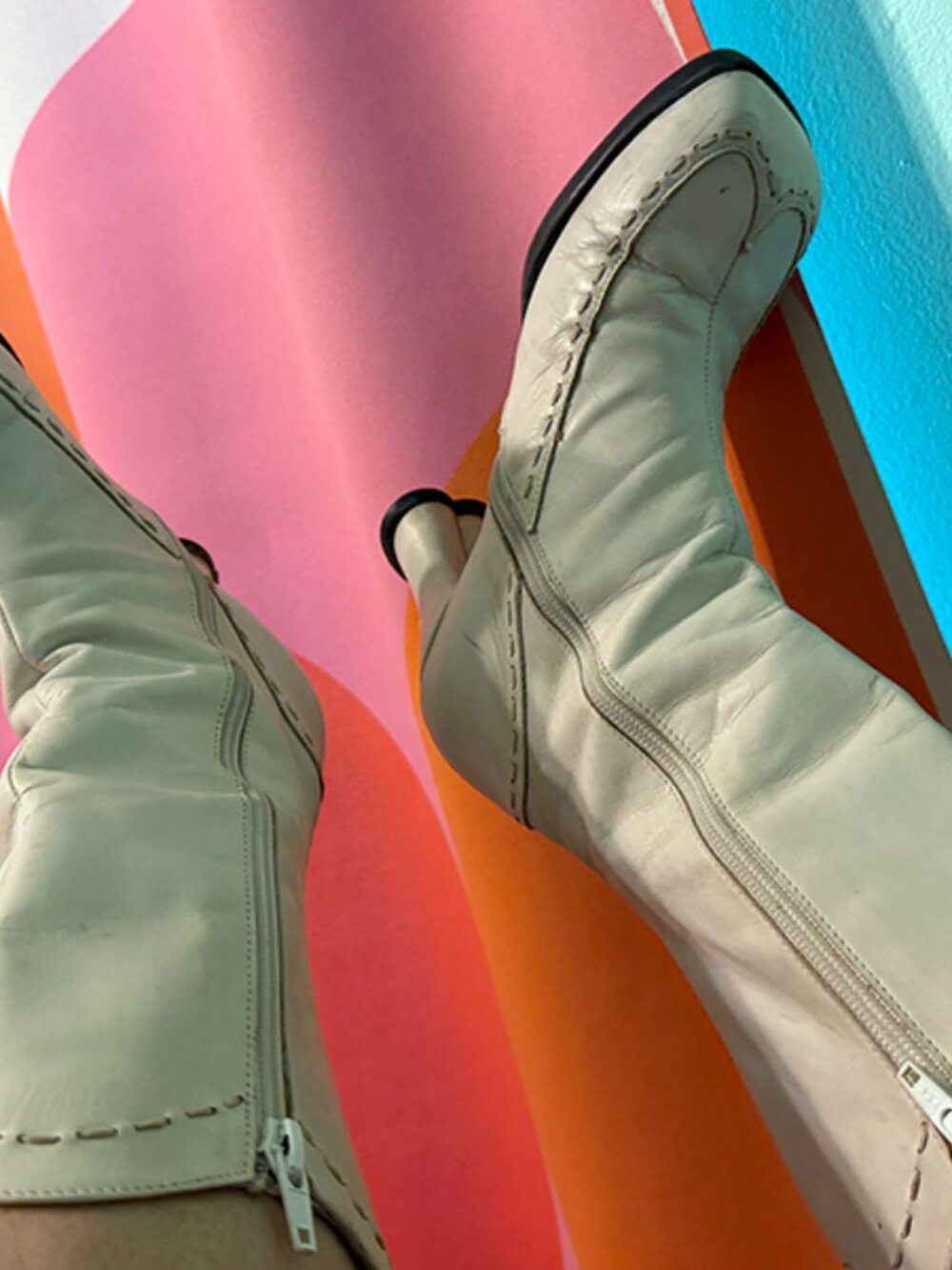 RARE John Fluevog Hi Choice white womens mid calf boots size 9 - Picture 9 of 13